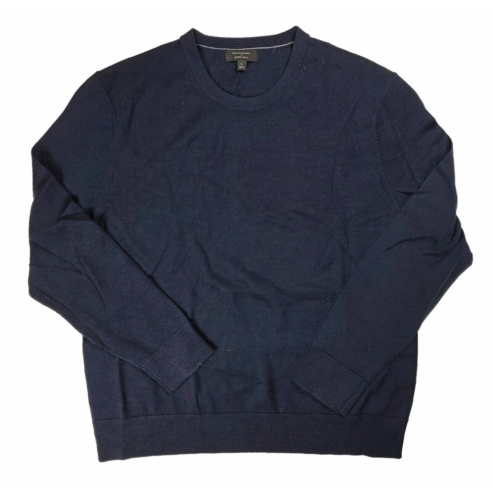 Banana Republic Sweater Blue Merino Wool Sweatshirt Pullover Women's Size Large